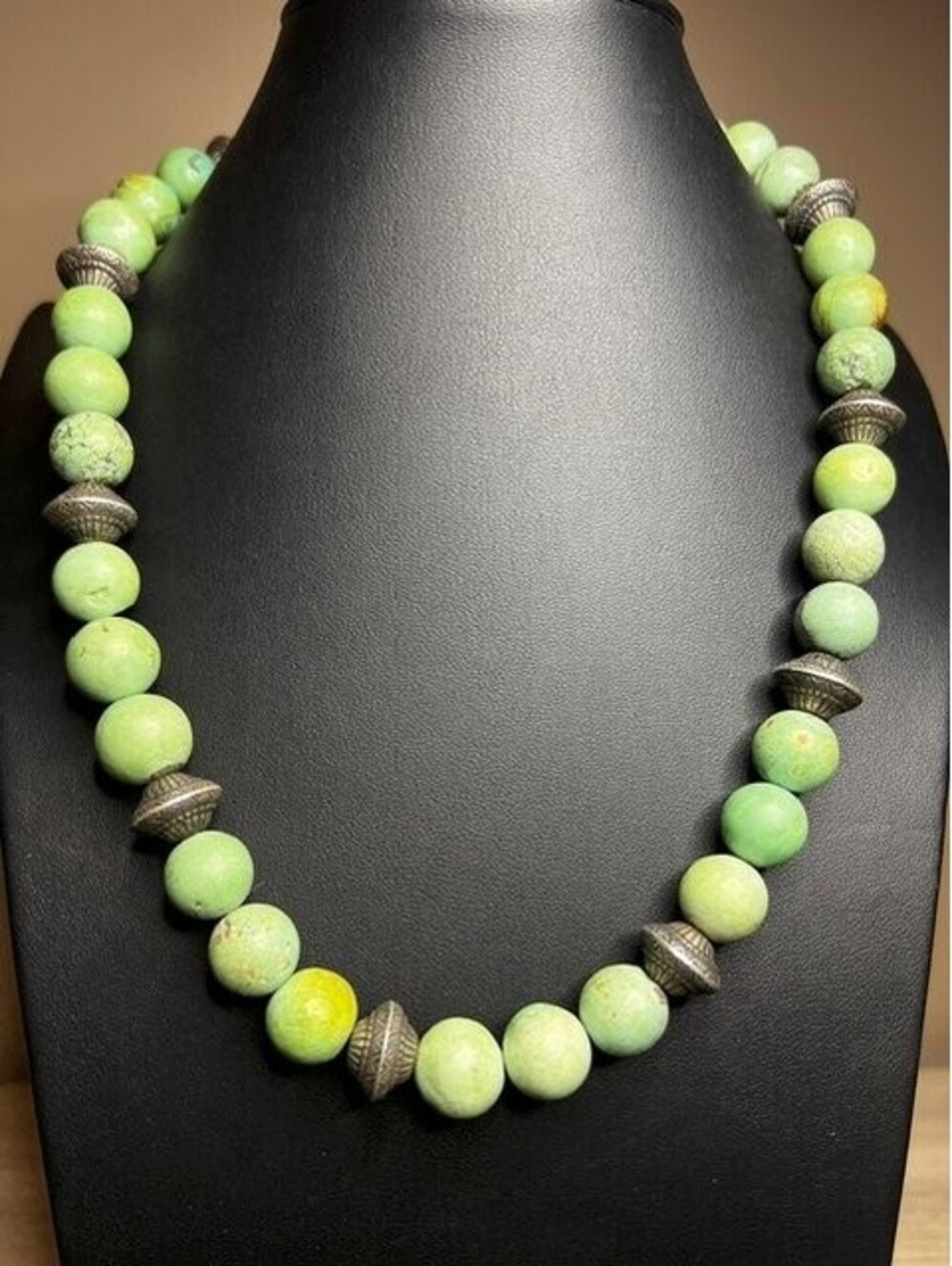 B7196 VTG Sterling silver 925 Turquoise Necklace 21" Boho Statement Hubei 101g